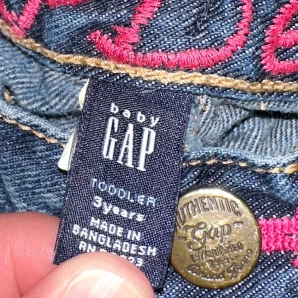 Baby GAP Toddler Girl Jeans 3 Years‎ Blue Denim Floral Applique Accents